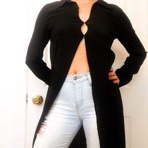 Black long sleeve maxi shirt dress XS